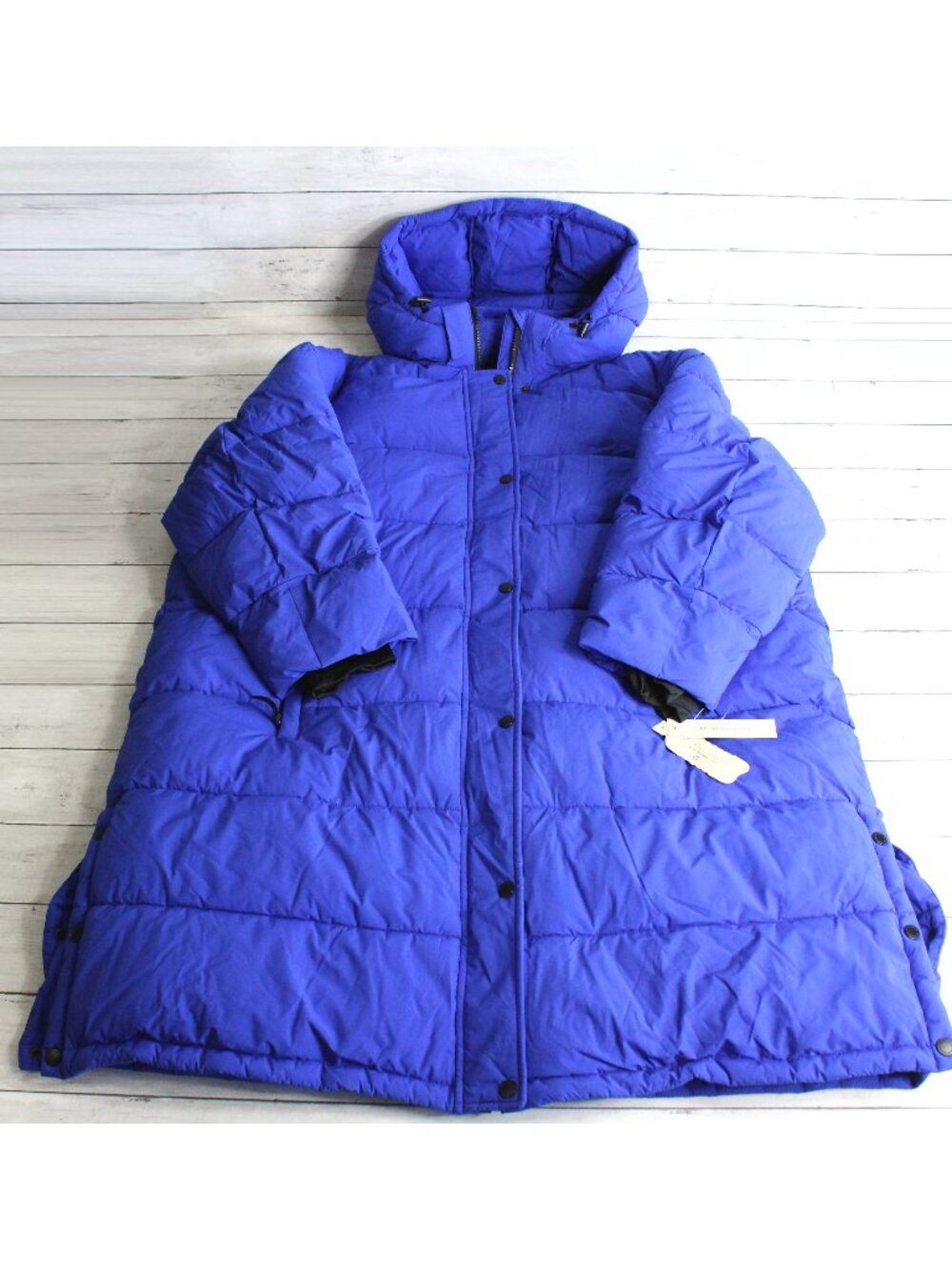 BCBG Women's Long Winter Puffer Coat Plus Size 3X Blue Cobalt Blue Hooded